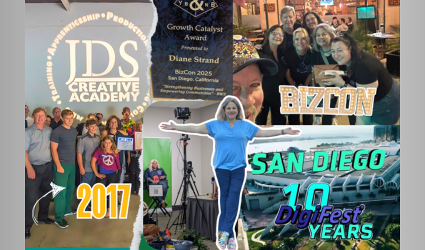DigiFest® 10-Year Anniversary Tour launch at BizCon San Diego celebrating digital storytelling, creativity, and innovation.